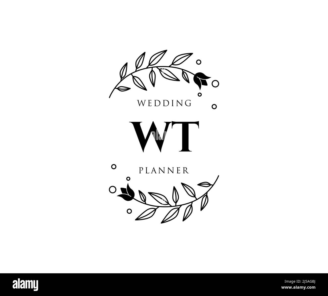 WT Initials letter Wedding monogram logos collection, hand drawn modern ...