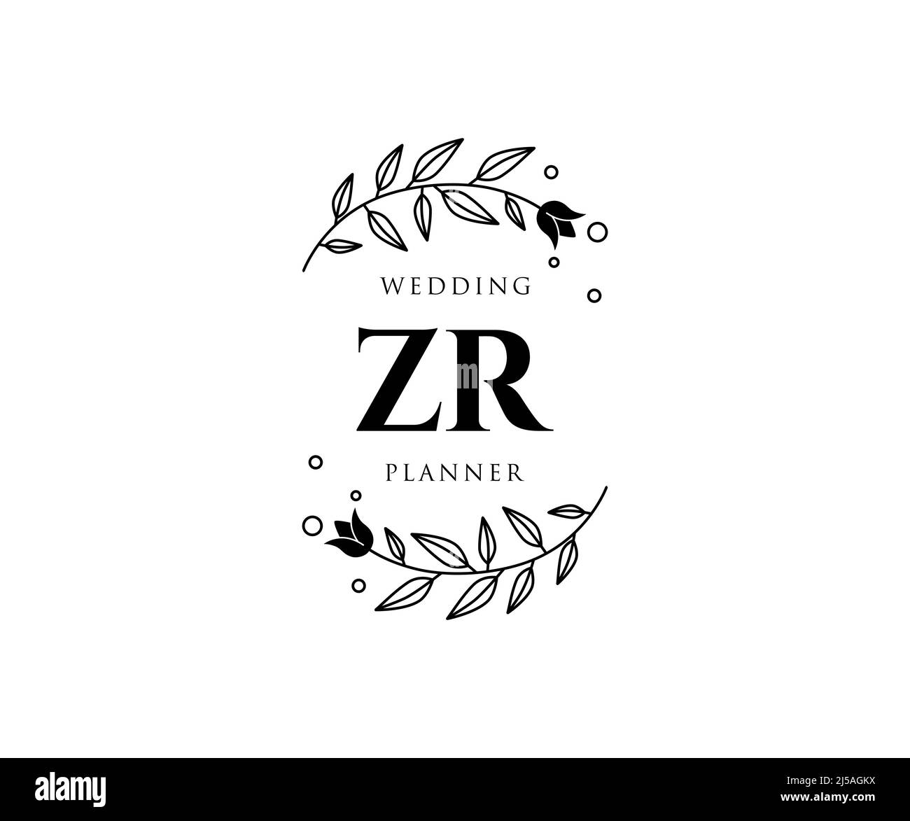ZR Initials letter Wedding monogram logos collection, hand drawn modern ...