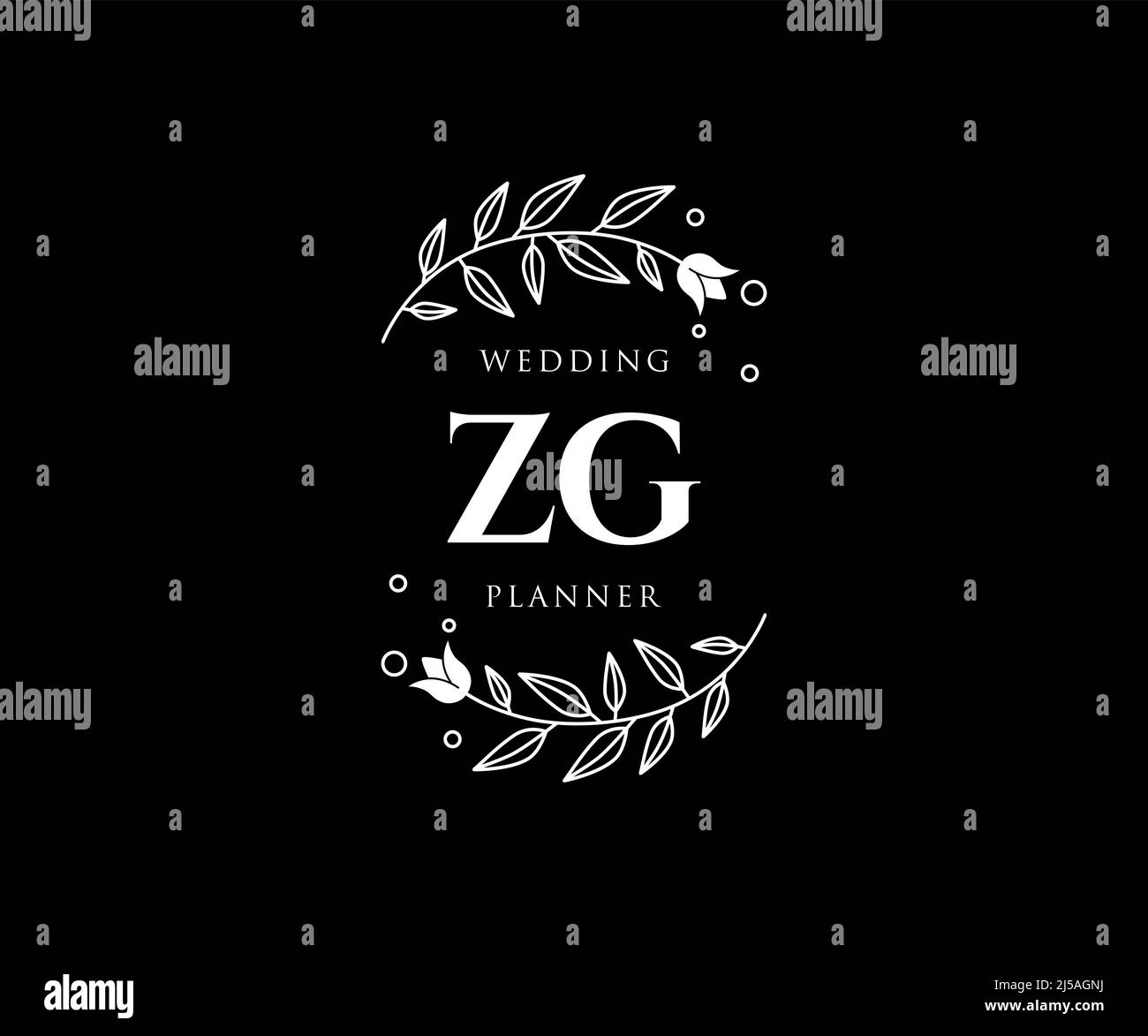 ZG Initials letter Wedding monogram logos collection, hand drawn modern minimalistic and floral templates for Invitation cards, Save the Date, elegant Stock Vector