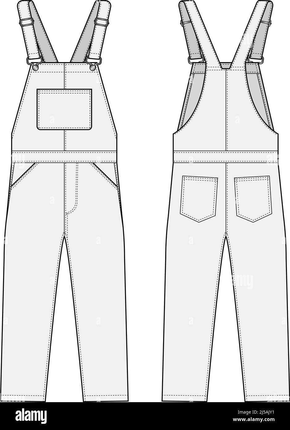 Denim overall jumpsuit vector template illustration Stock Vector Image ...