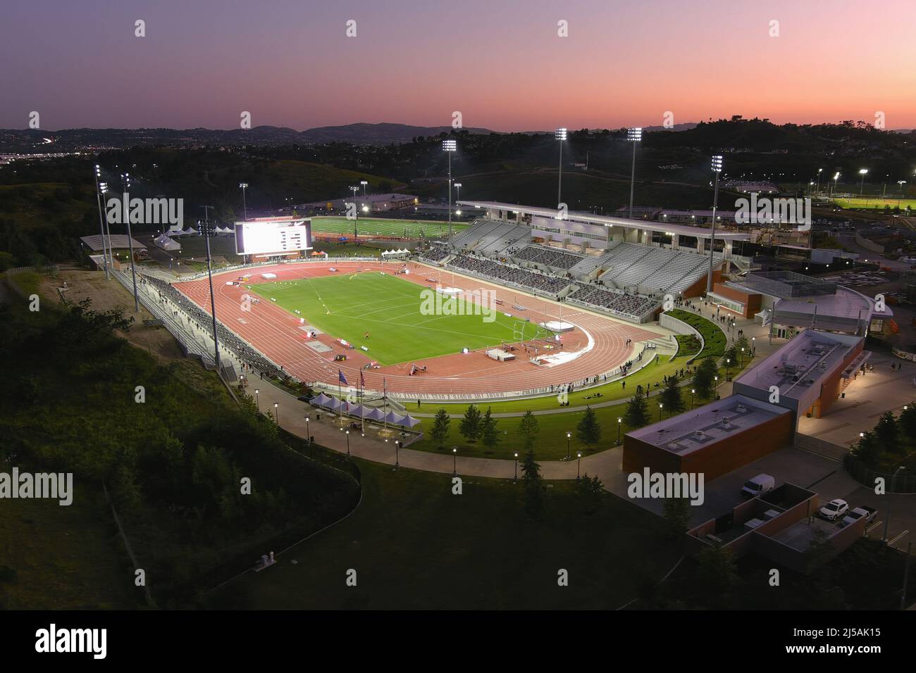 An aerial view of Hilmer Lodge Stadium, the site of the 62nd. Mt. San