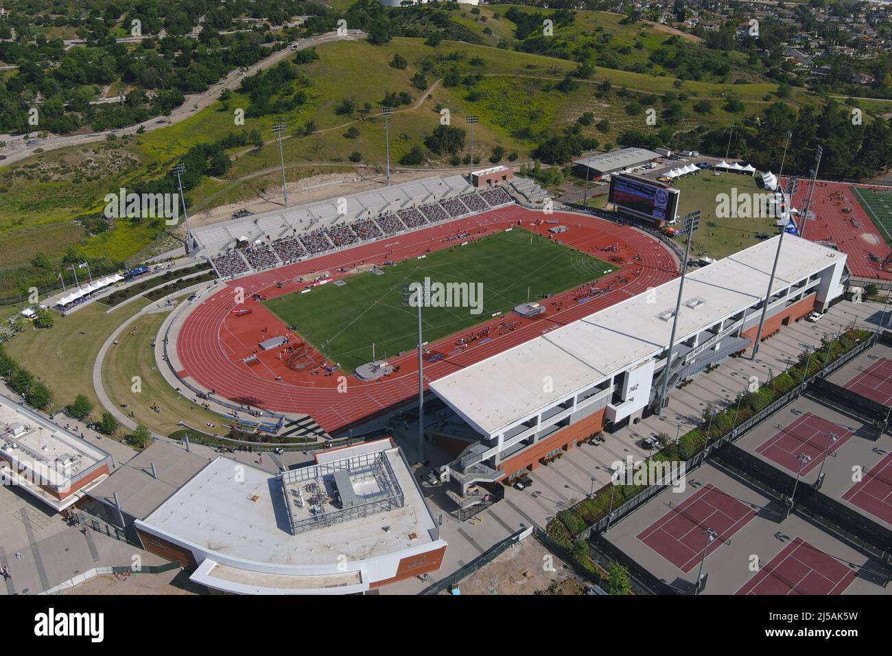 An aerial view of Hilmer Lodge Stadium, the site of the 62nd. Mt. San
