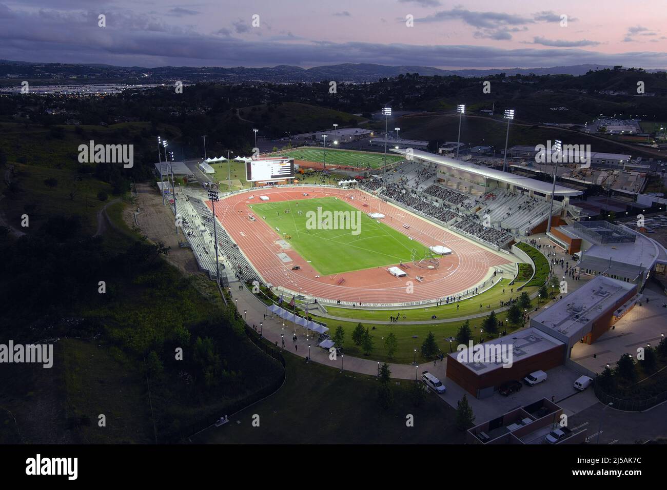 An aerial view of Hilmer Lodge Stadium, the site of the 62nd. Mt. San