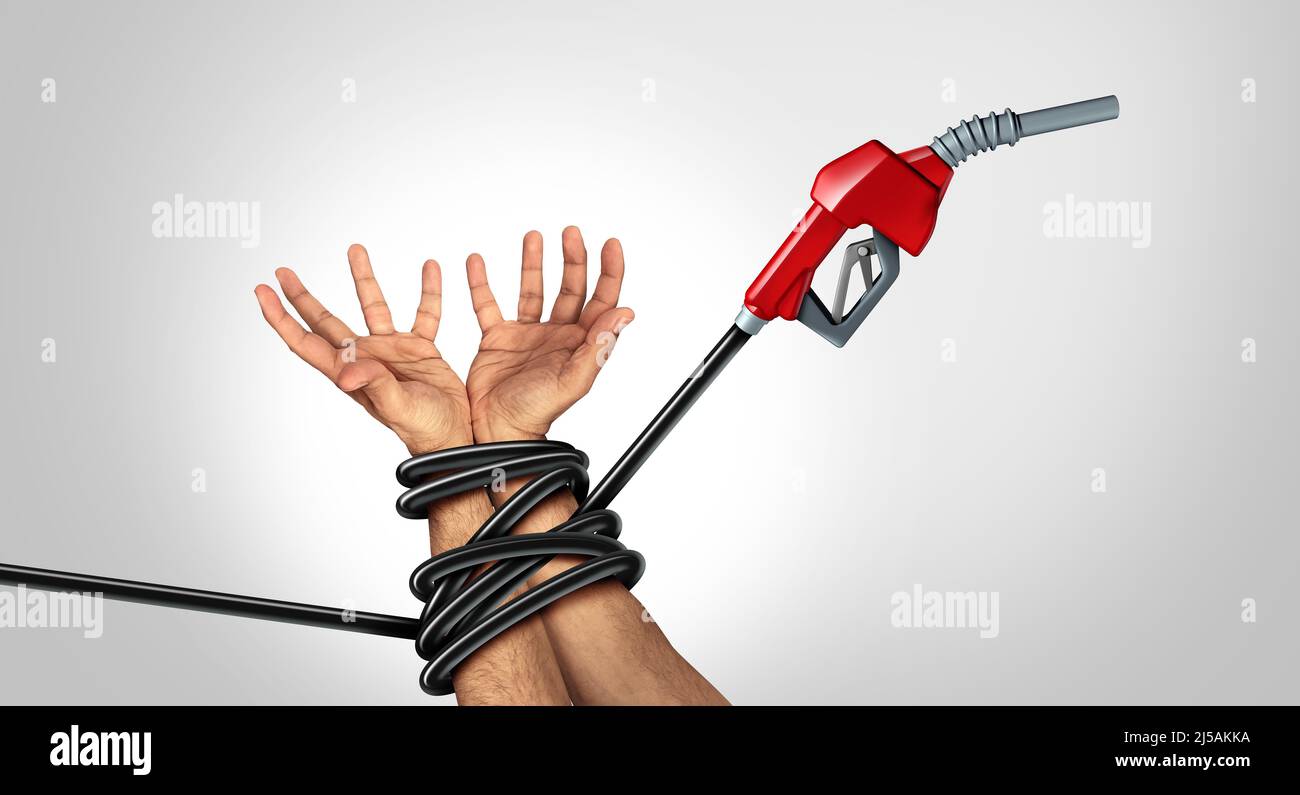 Pain at the gas pump and economic challenge or rising fuel prices and oil increase fuel concept or painful increasing crude petroleum and fossil. Stock Photo