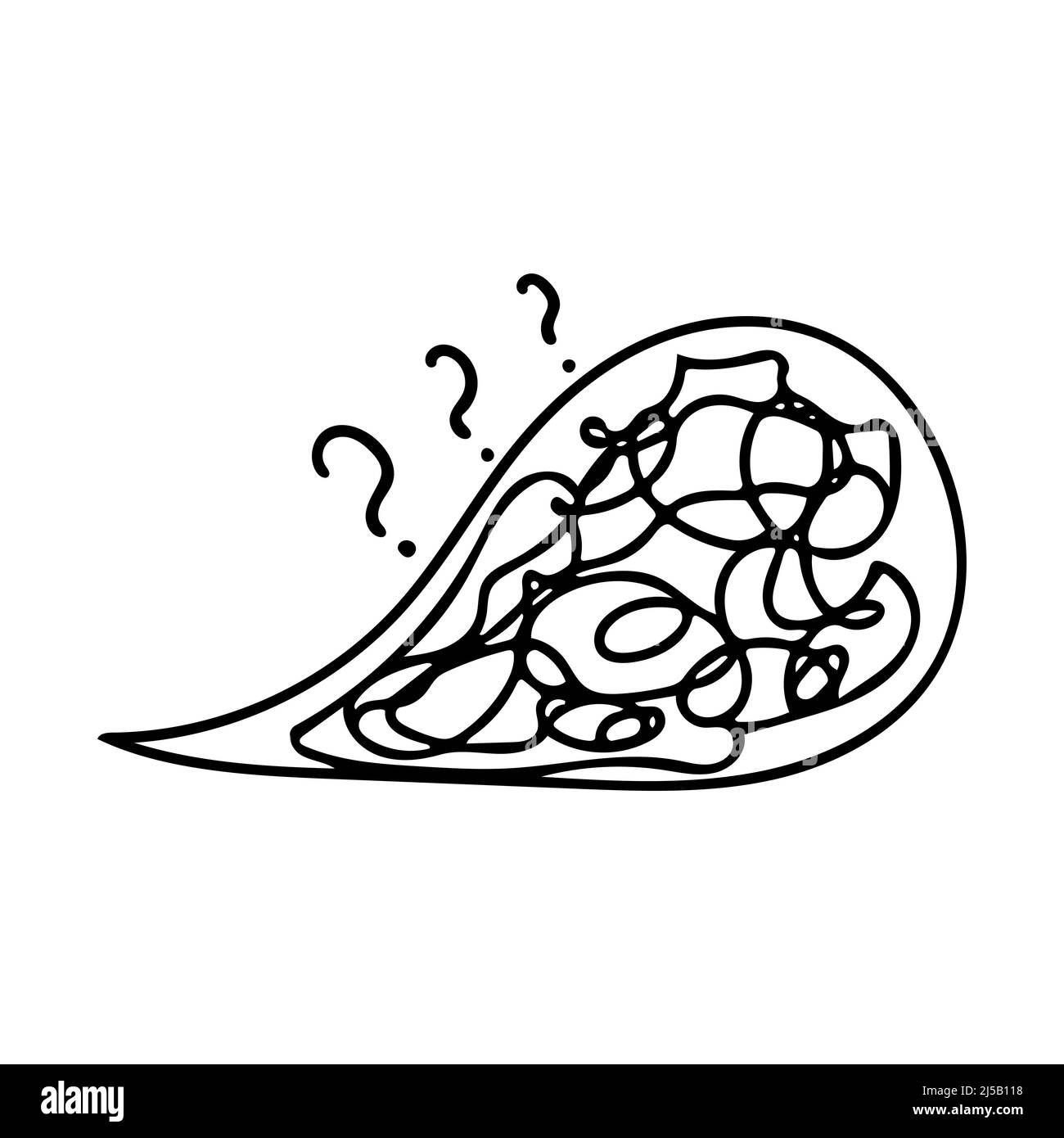 Confused messed up thoughts bubble line art icon. Depressed mental
