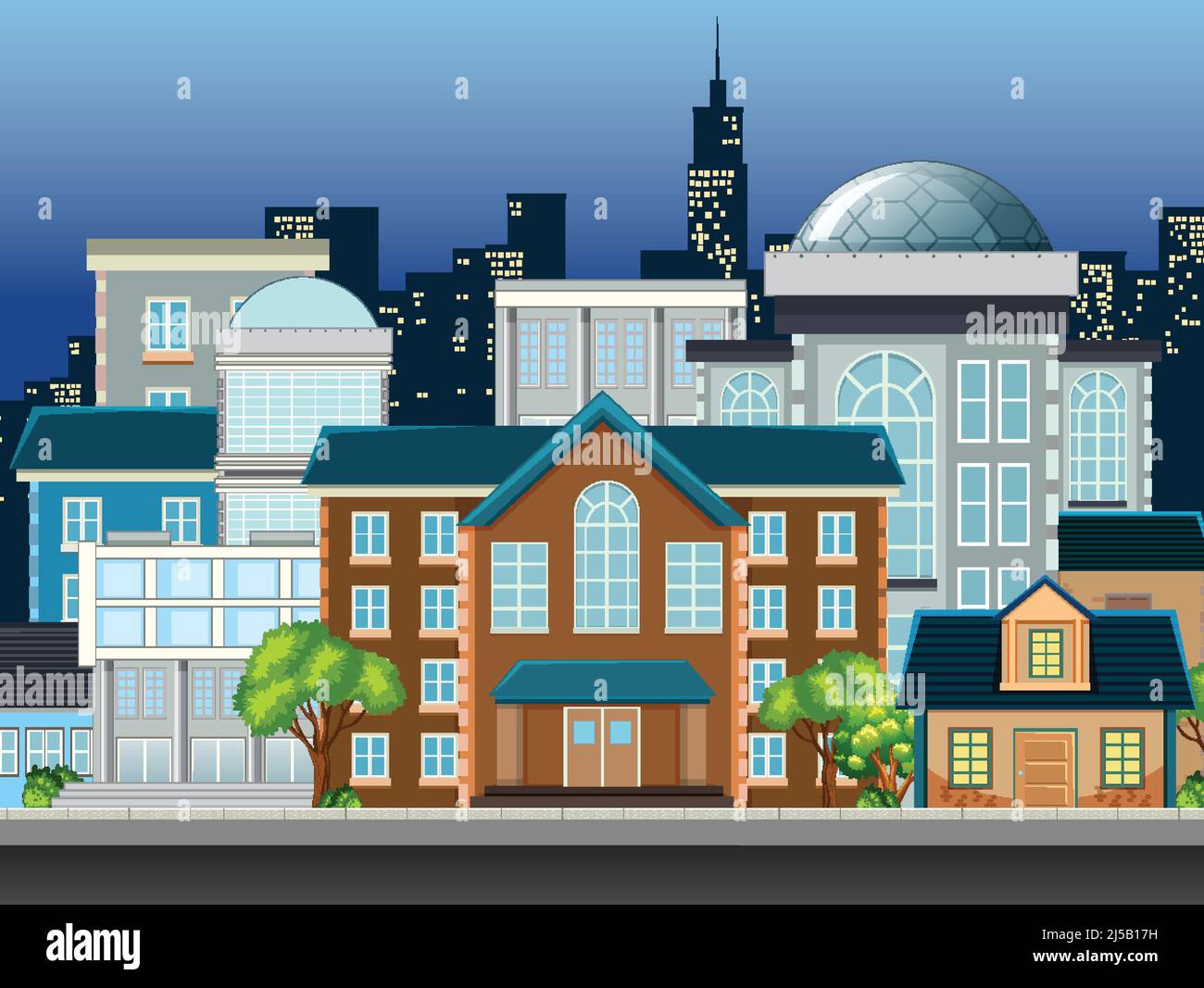 City building view at night illustration Stock Vector Image & Art - Alamy