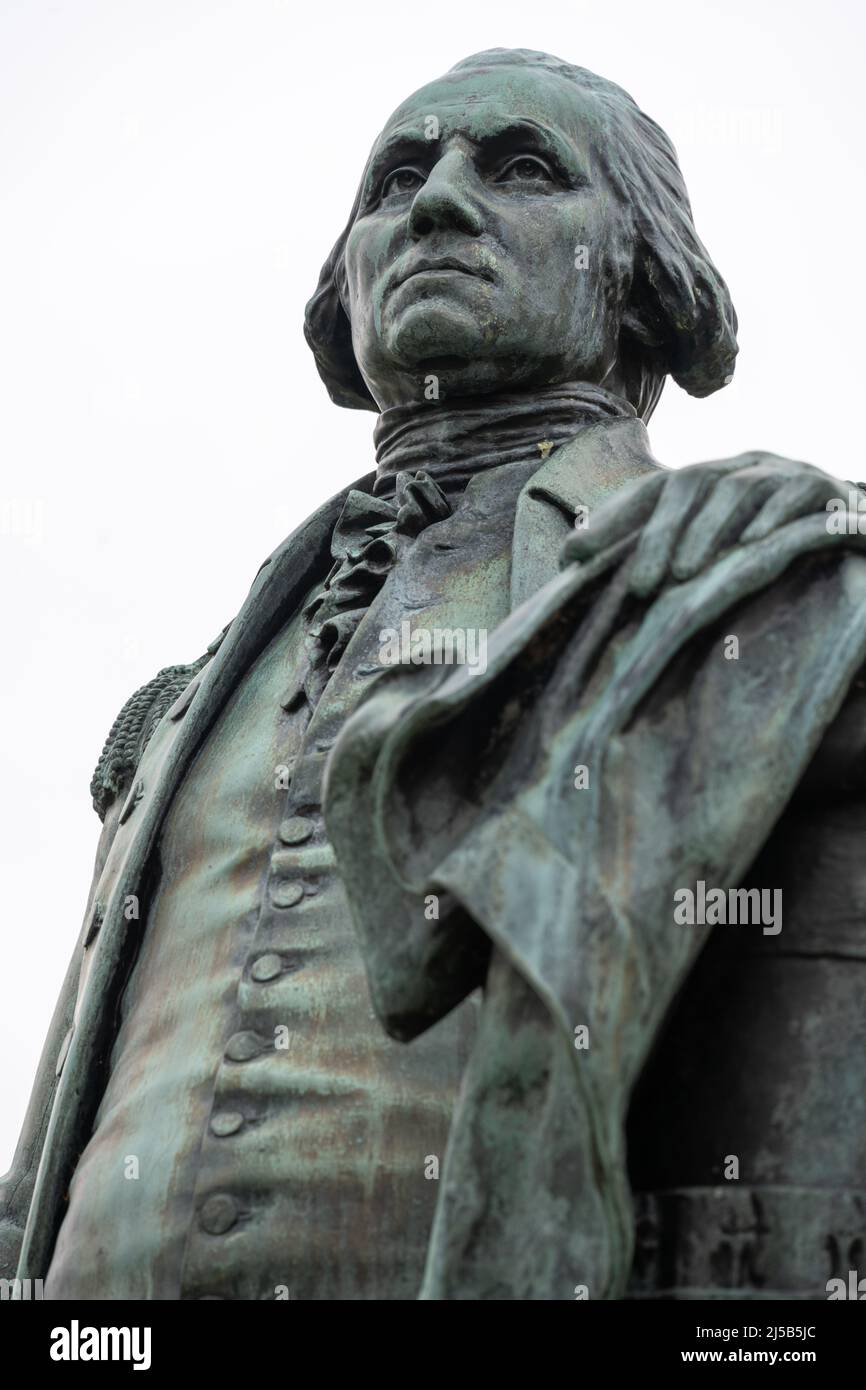 Statue of George Washington (Army General and first U.S. President) at Valley Forge National Historical Park in King of Prussia, Pennsylvania. (USA) Stock Photo