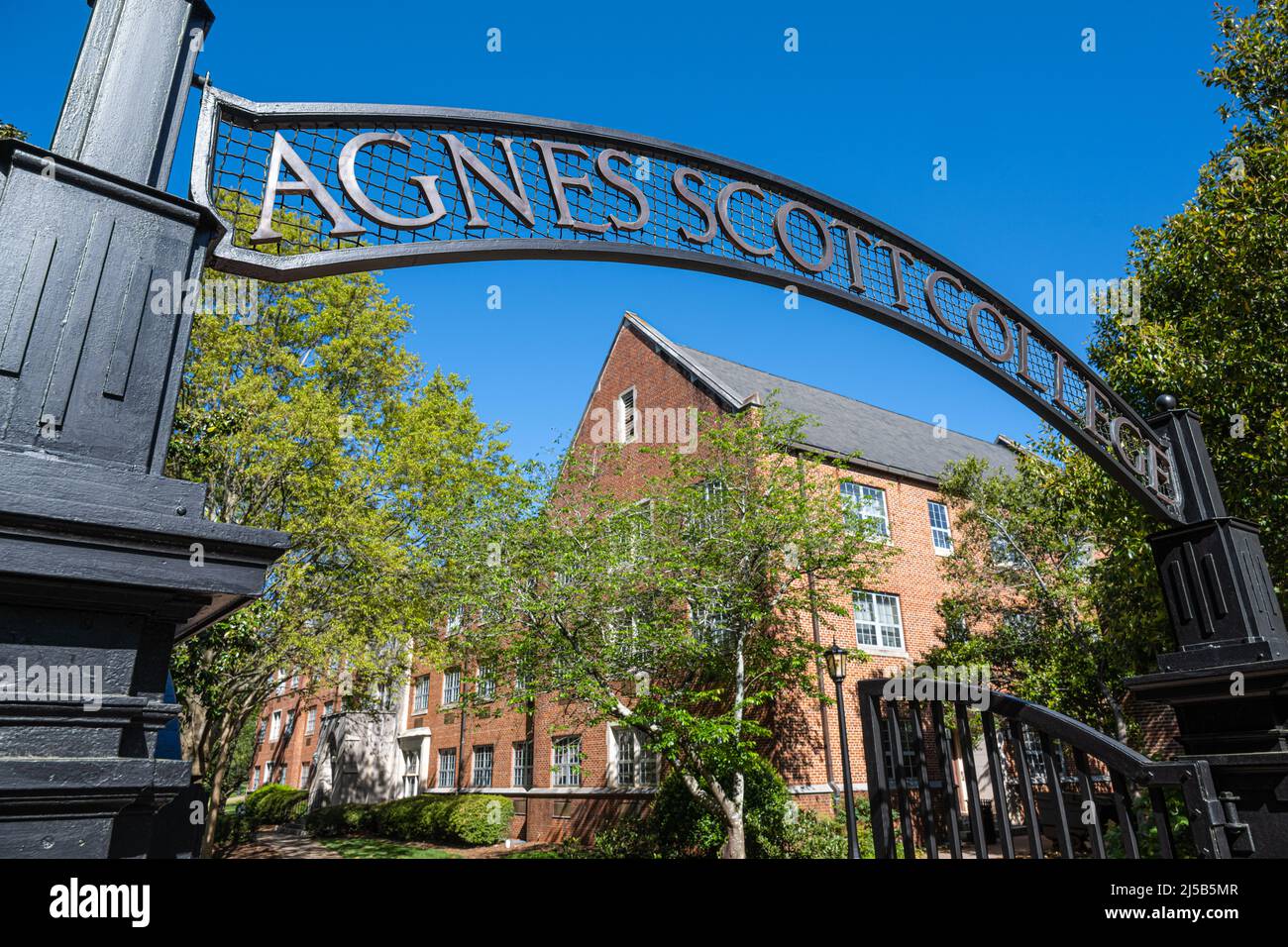 Agnes Scott College campus entrance arch along South Candler Street in Decatur, Georgia. (USA) Stock Photo
