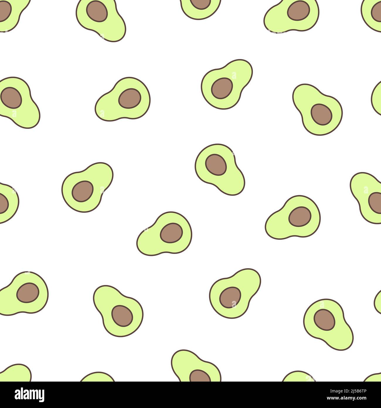 Seamless bright pattern with avocado halves on a white background Stock Vector