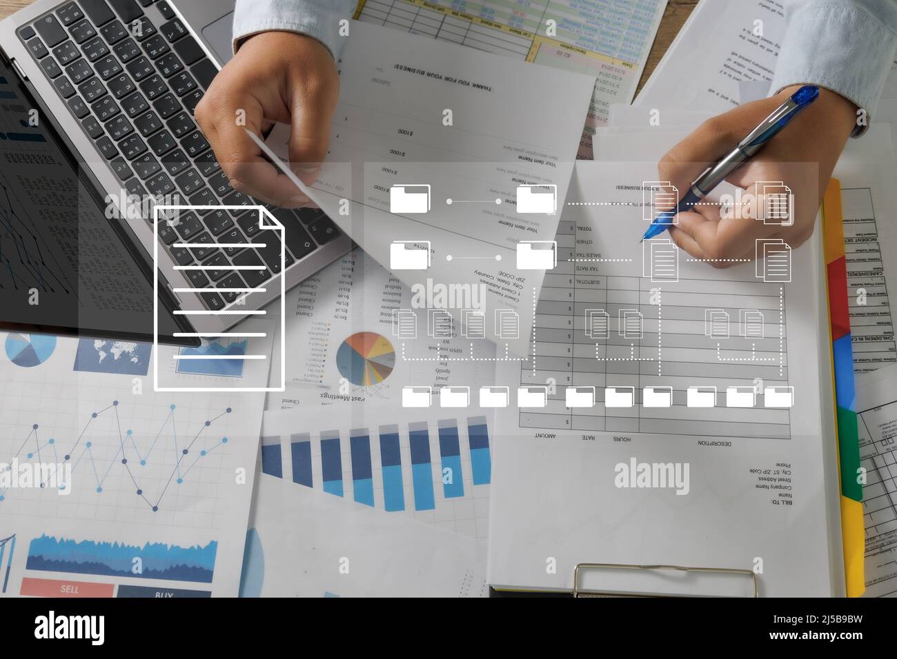 documentation database Businessman working signing contract working on ...