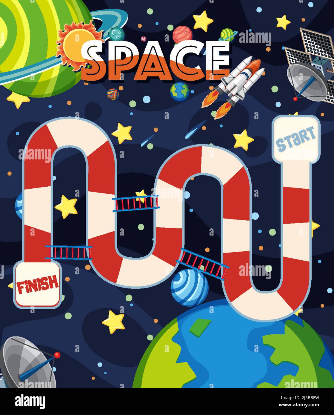 Game template with space theme background illustration Stock Vector ...