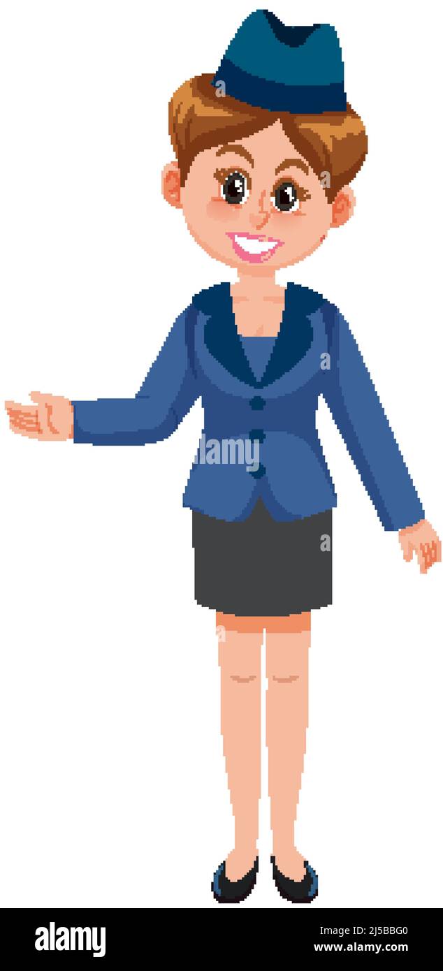 Flight attendant in blue uniform illustration Stock Vector