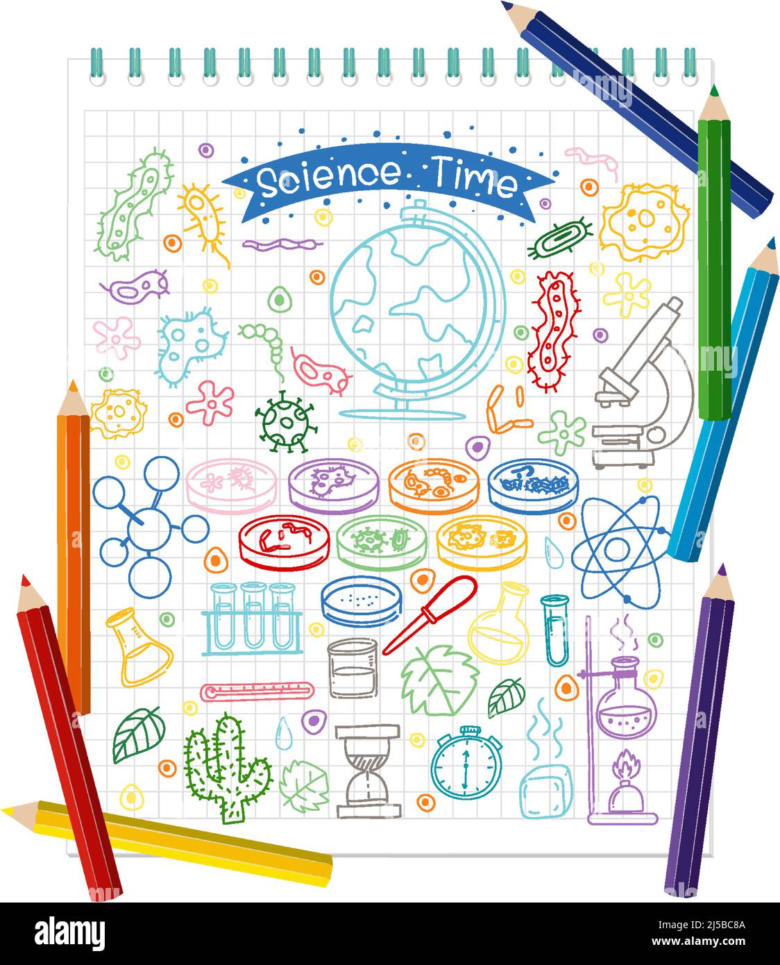 Hand drawn doodle icons on paper illustration Stock Vector Image & Art ...