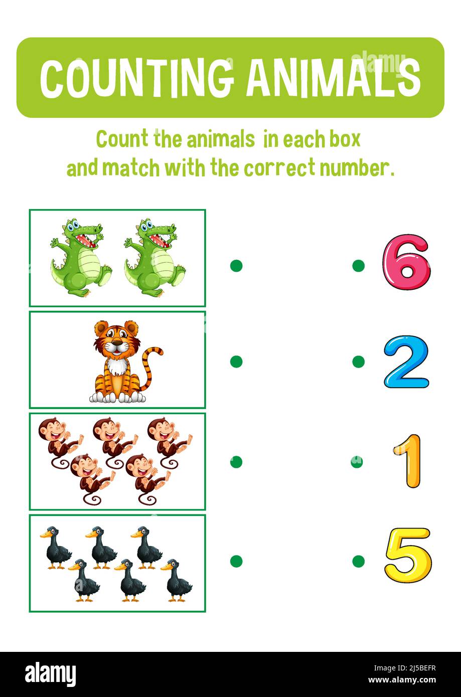 Worksheet design for counting animals illustration Stock Vector Image ...