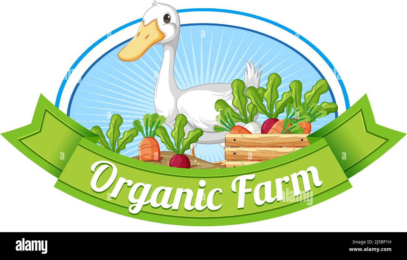 Logo design with words organic farm illustration Stock Vector Image ...