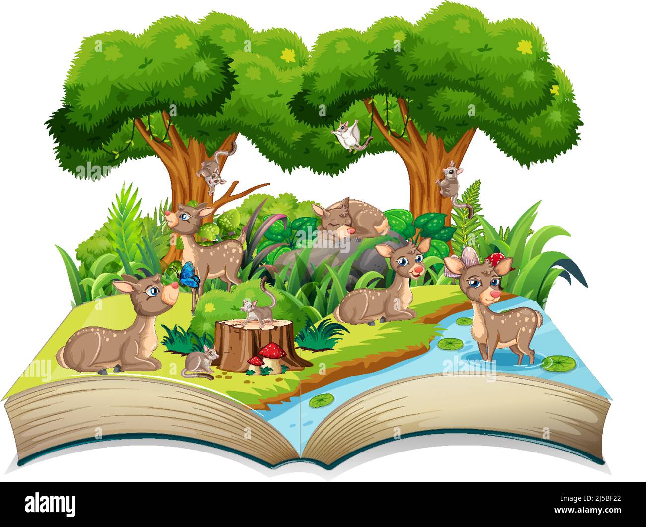 Many deers in the forest illustration Stock Vector Image & Art - Alamy