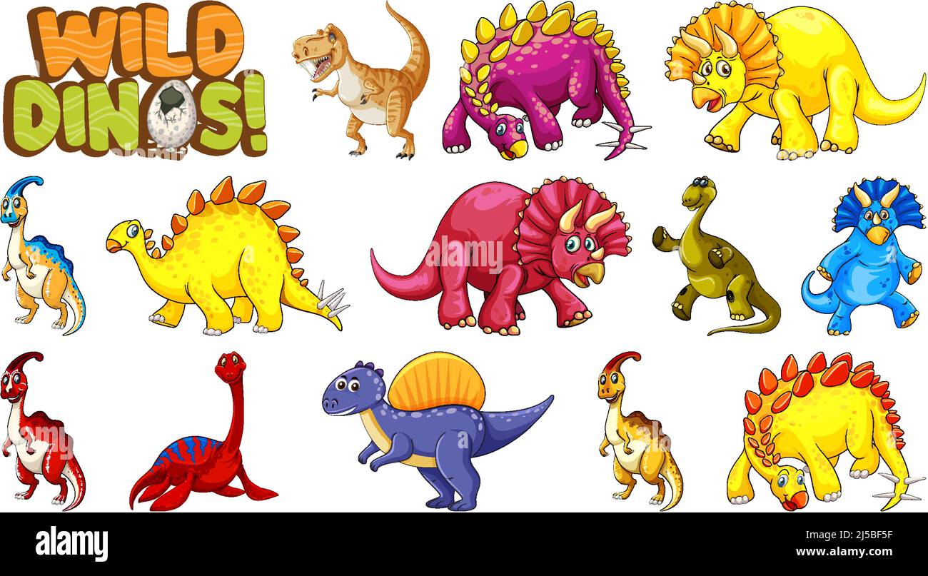 Set of cute dinosaurus illustration Stock Vector Image & Art - Alamy