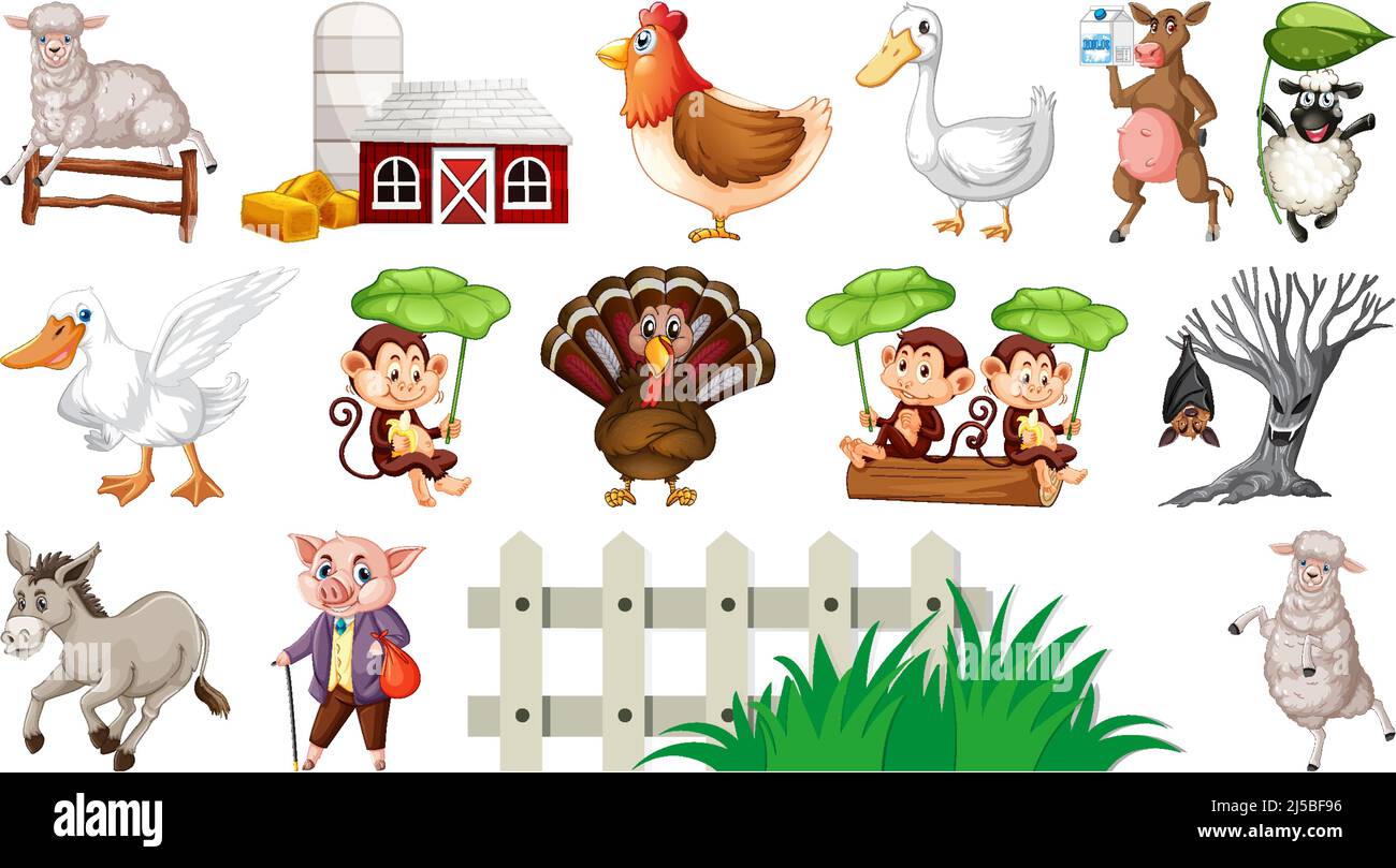 Farm animals and barn building illustration Stock Vector Image & Art ...