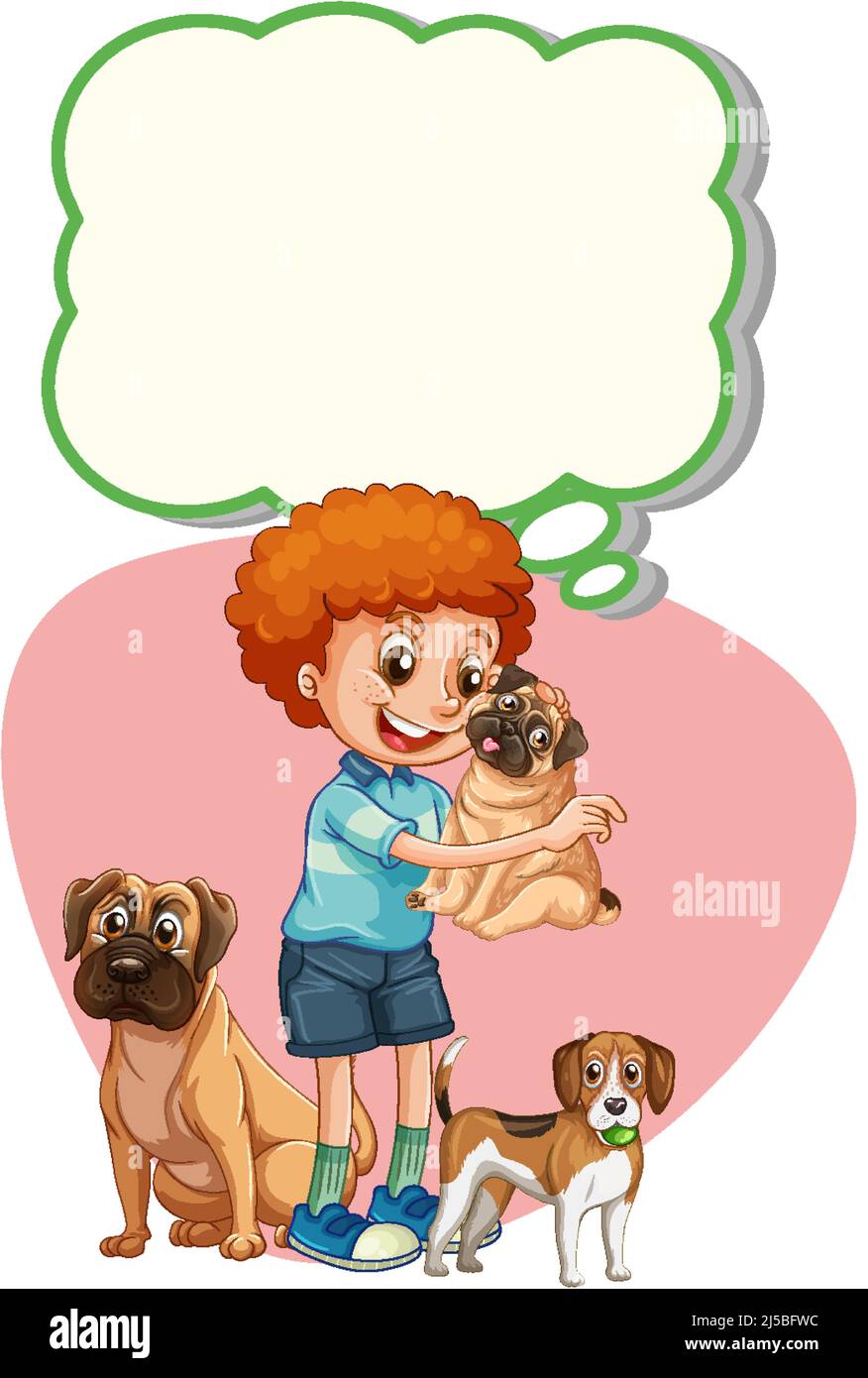 Speech bubble template with boy and dogs illustration Stock Vector ...