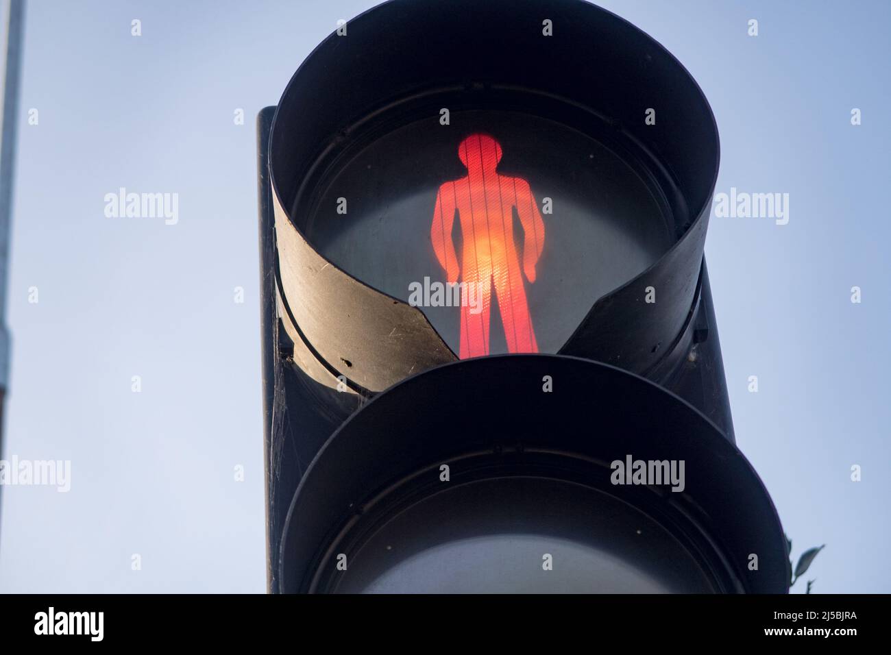 A Pedestrian traffic Light, warning people not to cross the street Stock Photo