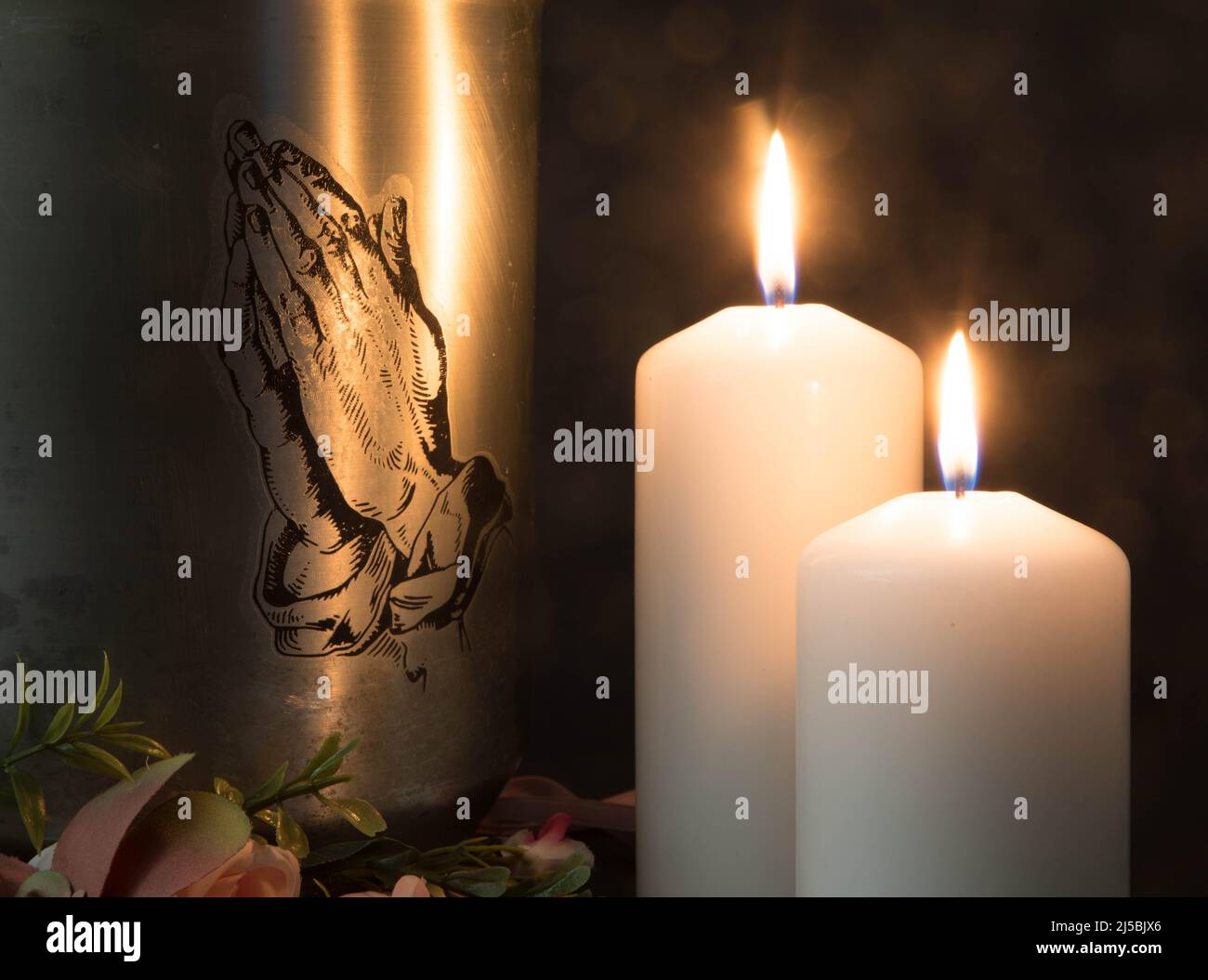 Metal urn with ashes of a dead person on a funeral. Sad grieving moment