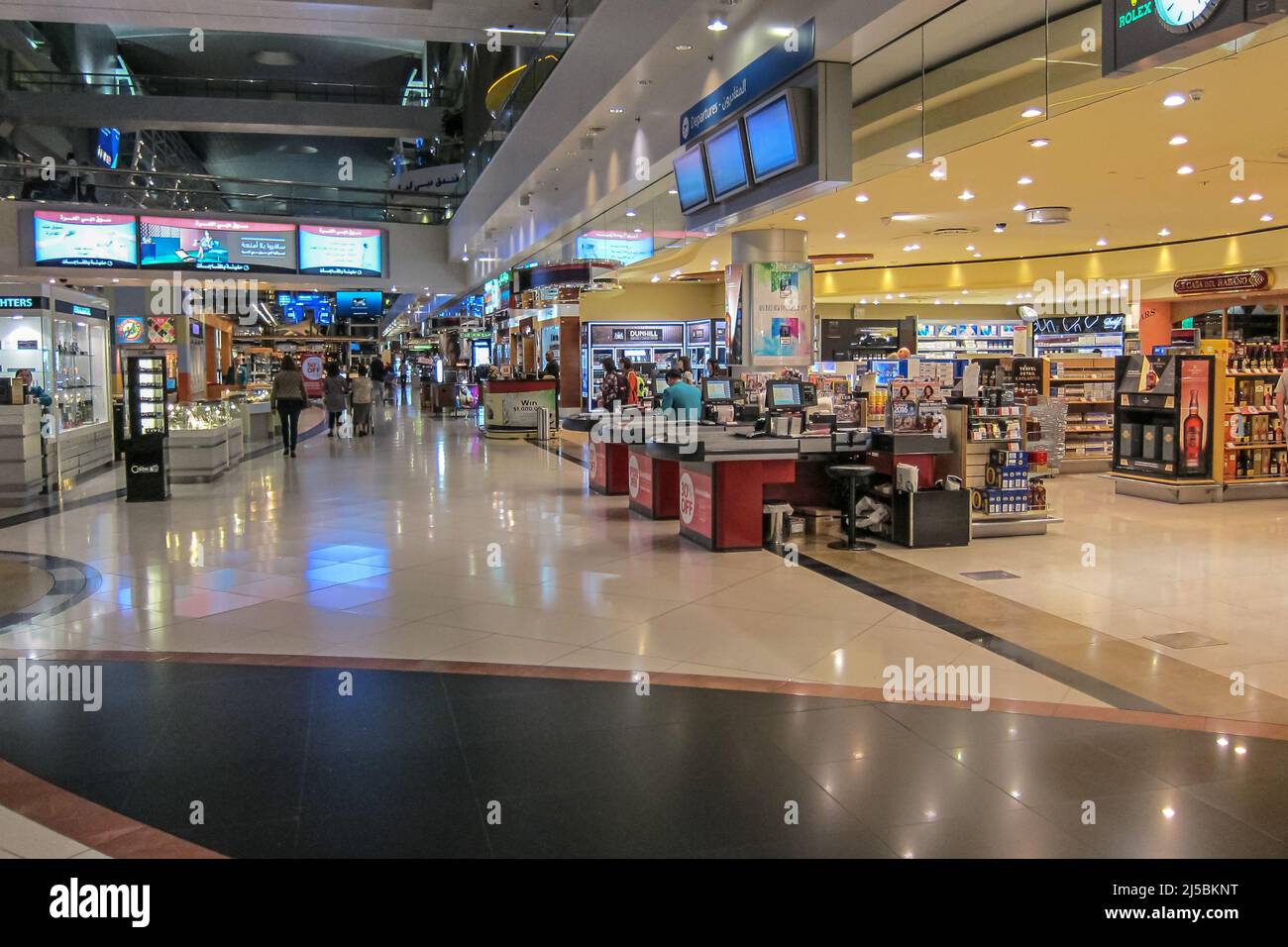 modern airport with many shops in dubai Stock Photo Alamy