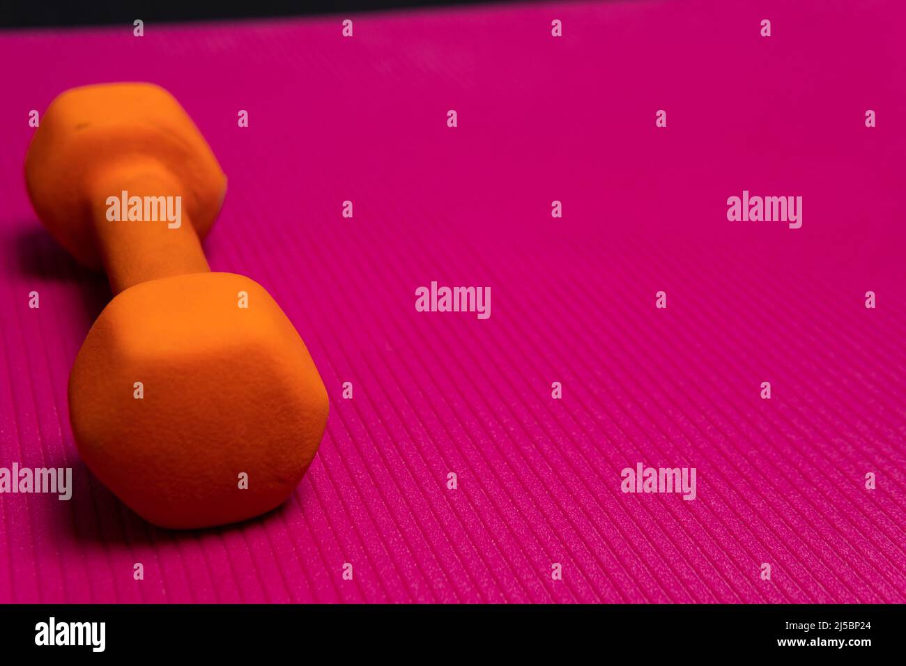 Dumbbell metal barbell light mat shiny view template floor, concept