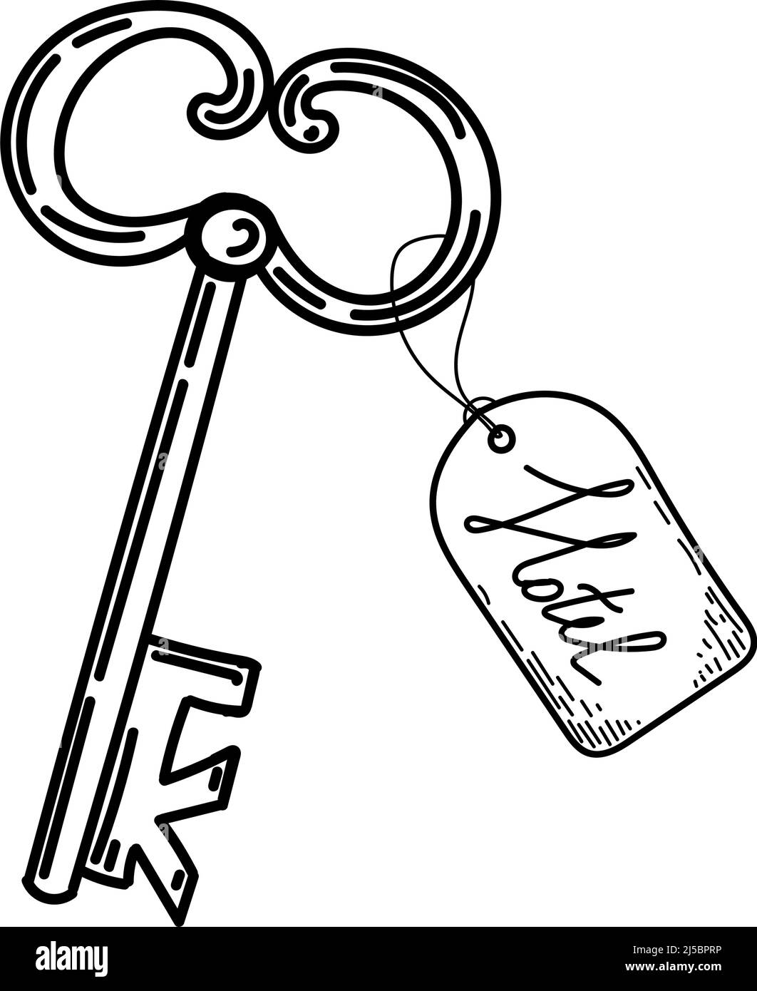 A key for a hotel, a hand-drawn doodle in doodle style. Vintage ...