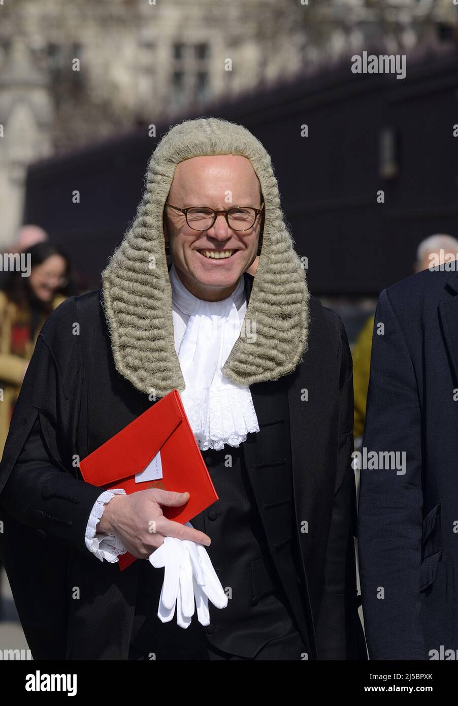 Andrew Westwood QC outside Parliament, March 2022 Stock Photo