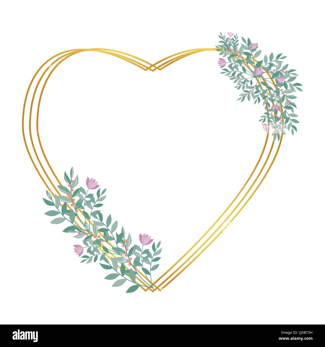 Botanical gold frame decorated with flowers, isolated vector