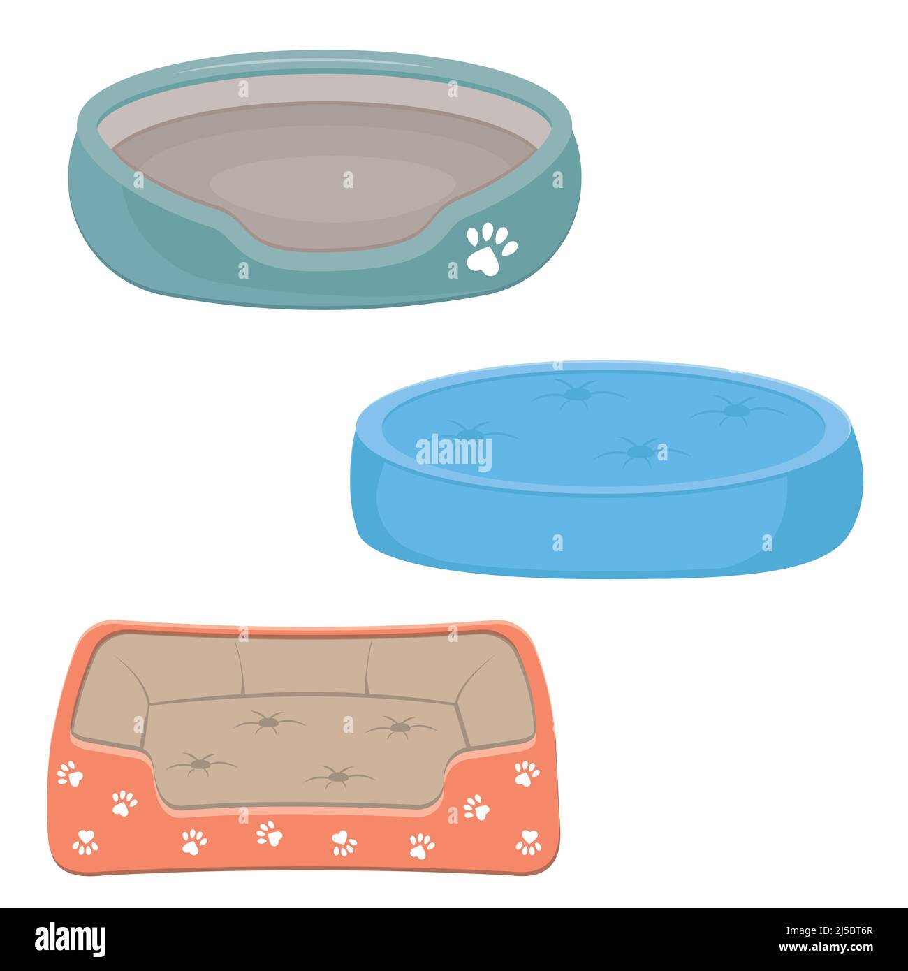 set of bed for dogs and cats, color isolated vector illustration Stock