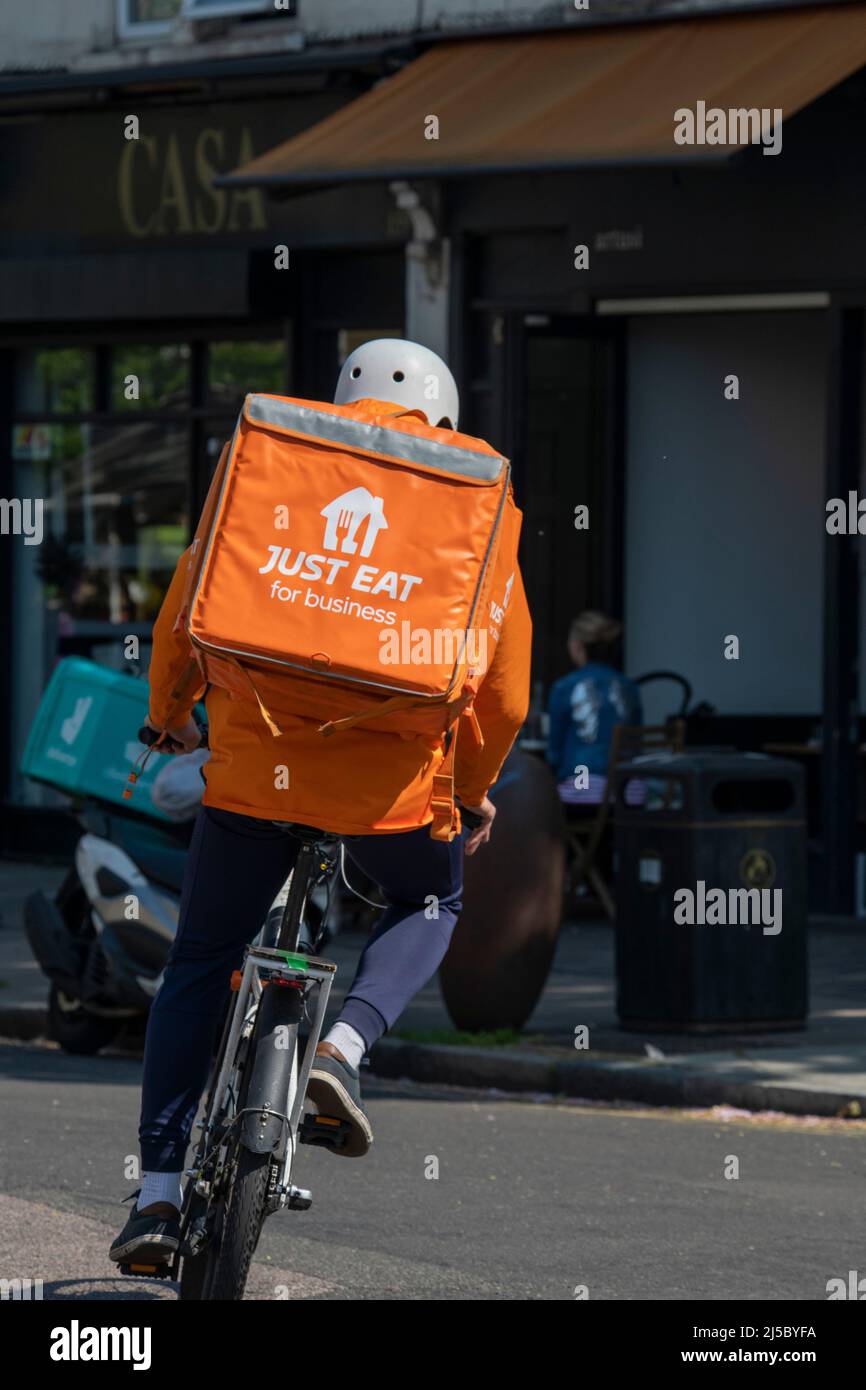 Just Eat delivery driver on a bike Stock Photo