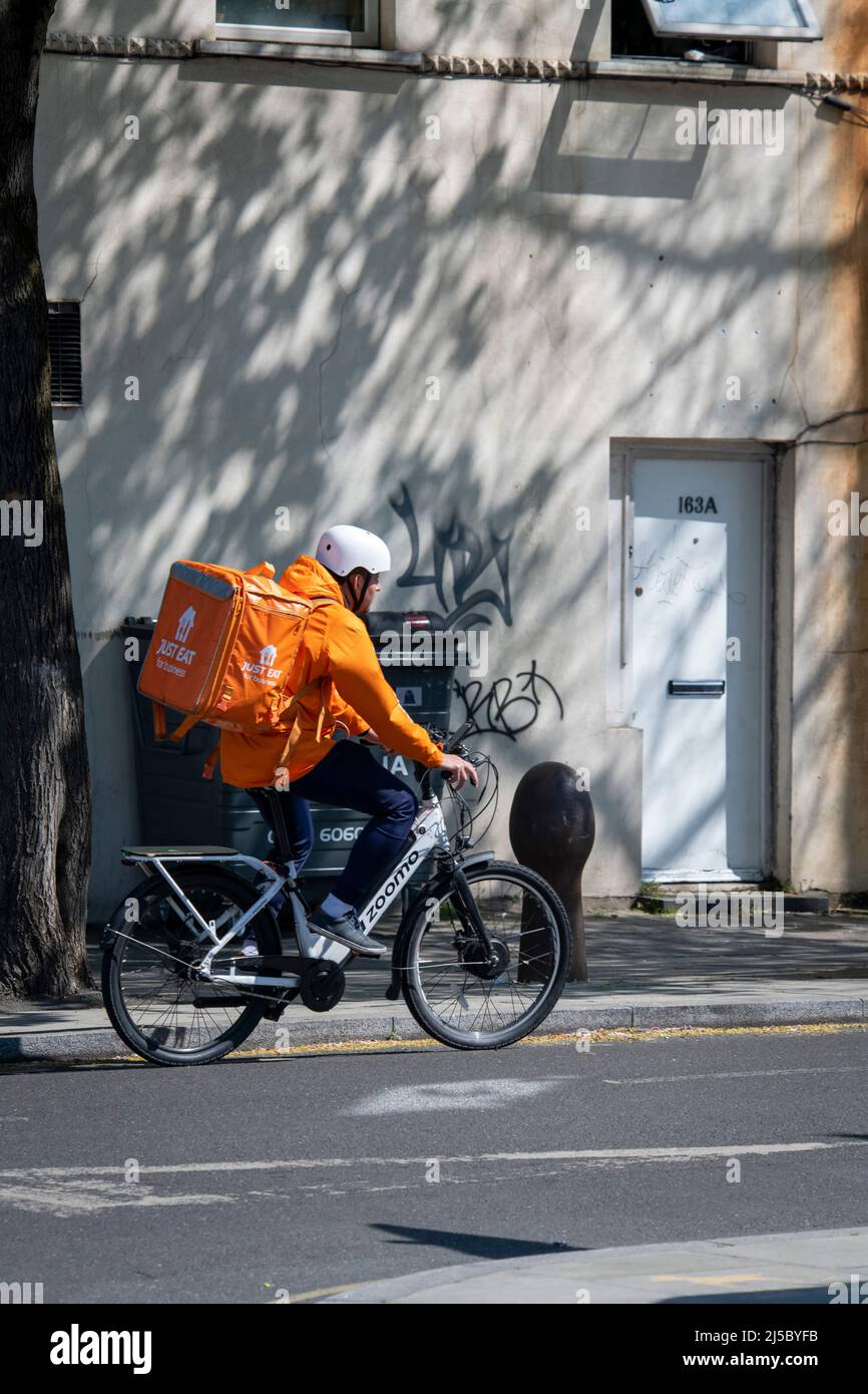 Just Eat delivery driver on a bike Stock Photo