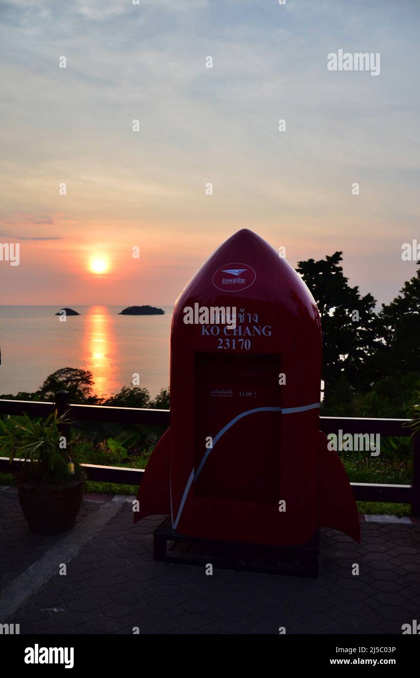Red public post box rocket model for thai people and foreign traveler 