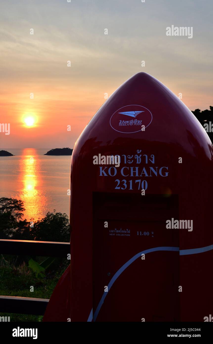Red public post box rocket model for thai people and foreign traveler 
