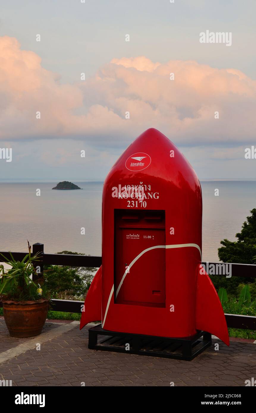 Red public post box rocket model for thai people and foreign traveler 