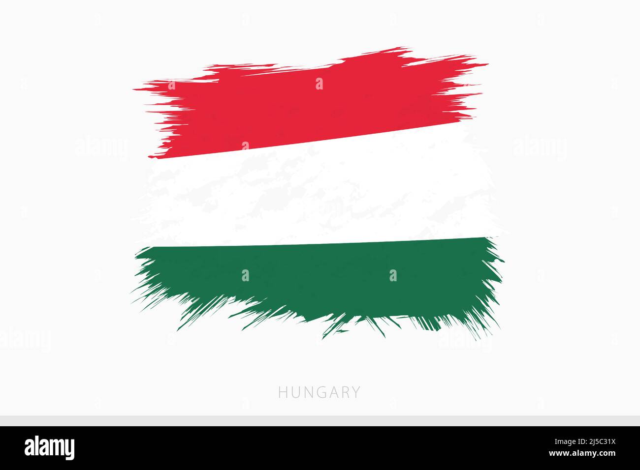 Grunge flag of Hungary, vector abstract grunge brushed flag of Hungary on gray background. Stock Vector