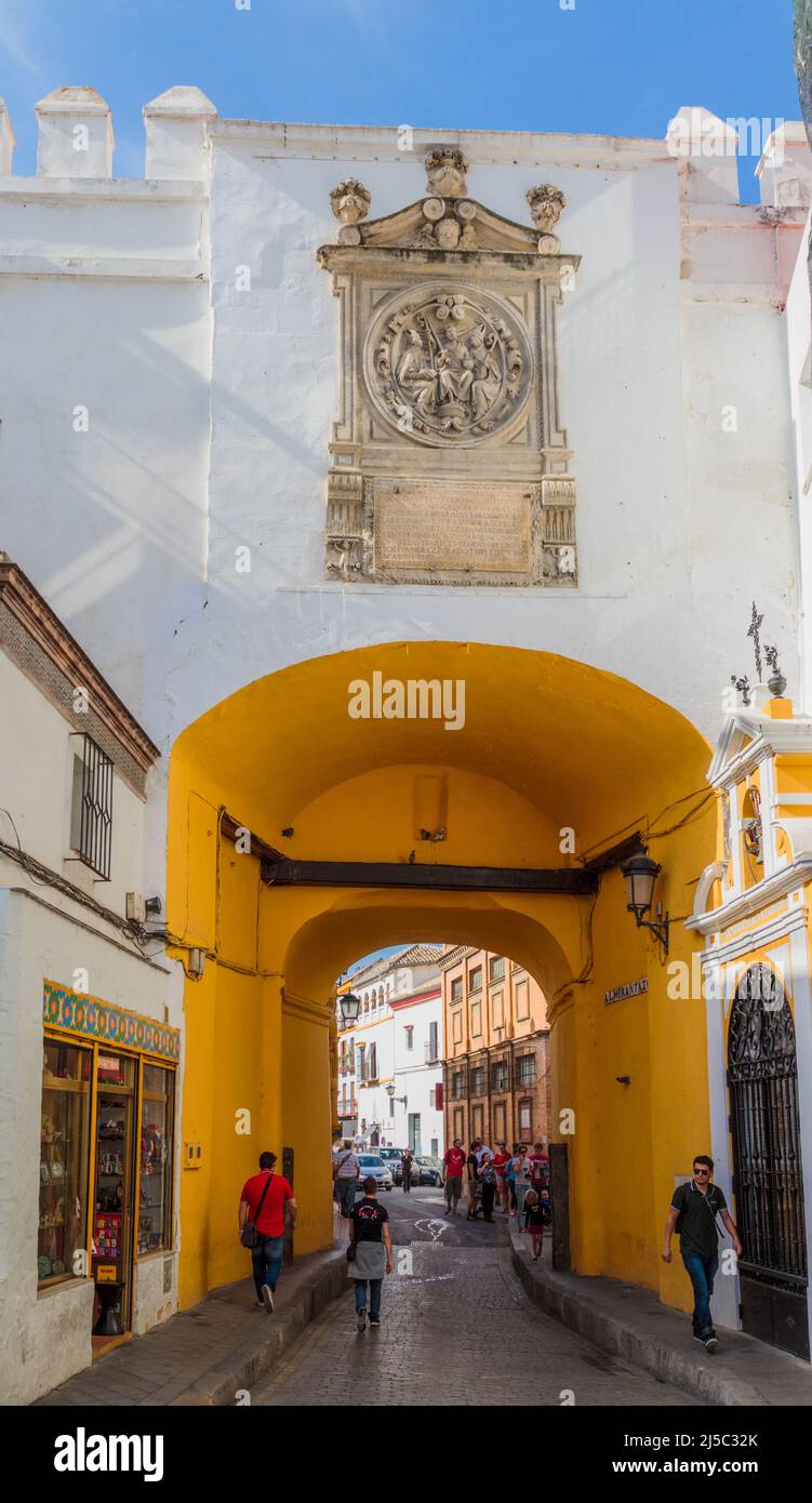 Seville, Seville Province, Andalusia, southern Spain. Arco del Postigo or the Postern Arch. Stock Photo