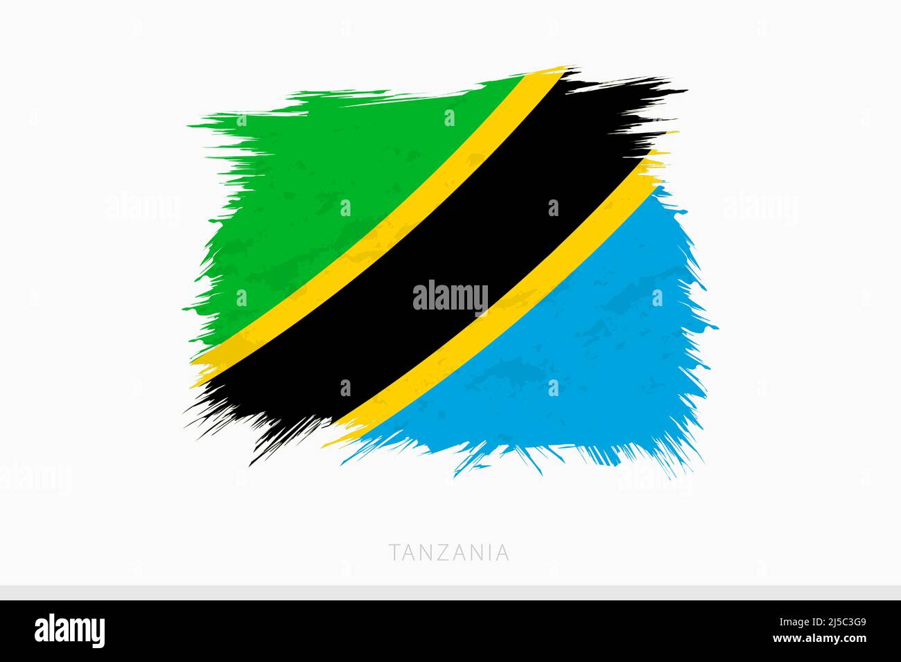 Grunge flag of Tanzania, vector abstract grunge brushed flag of Tanzania on gray background. Stock Vector