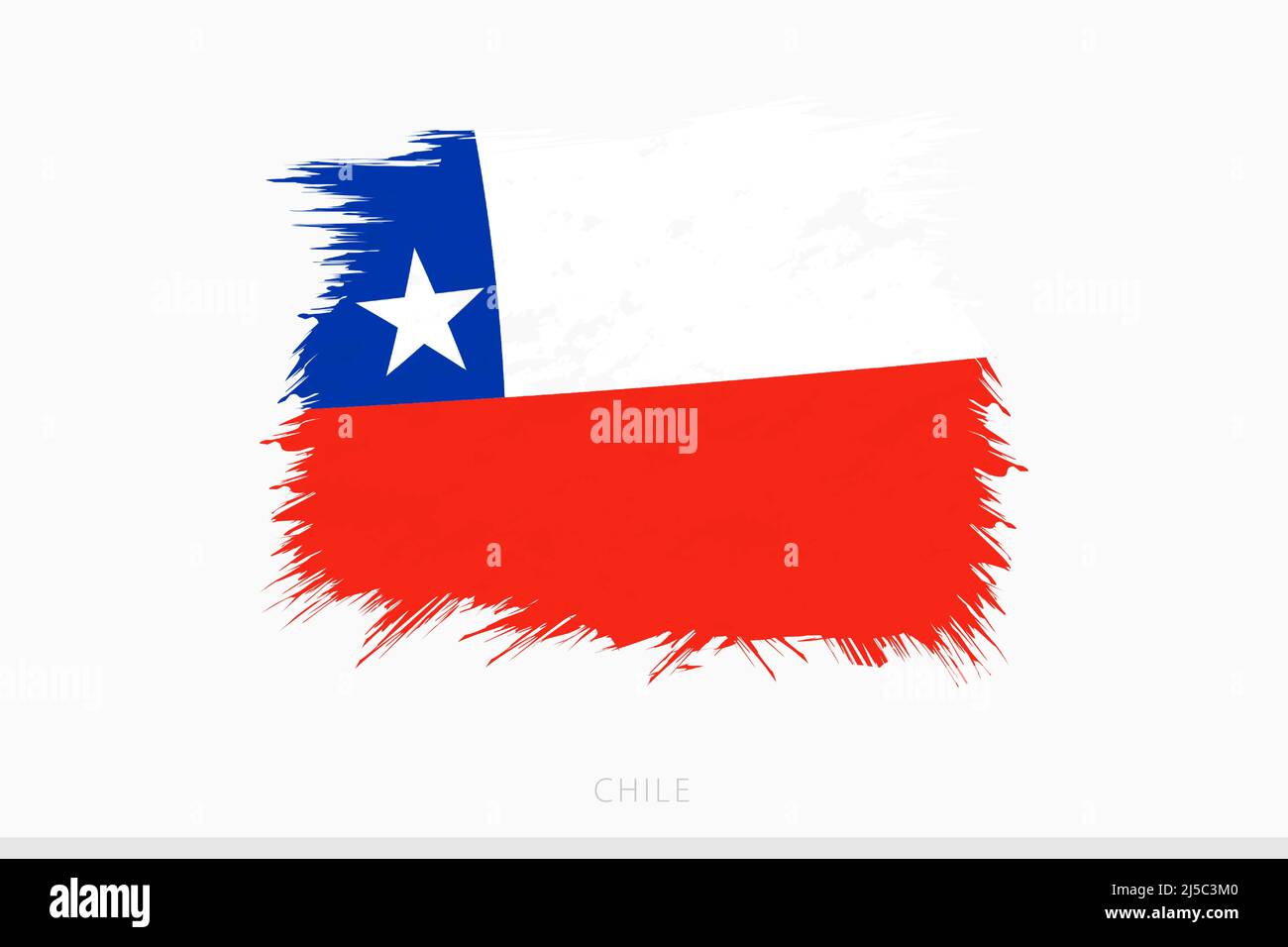 Grunge flag of Chile, vector abstract grunge brushed flag of Chile on gray background. Stock Vector