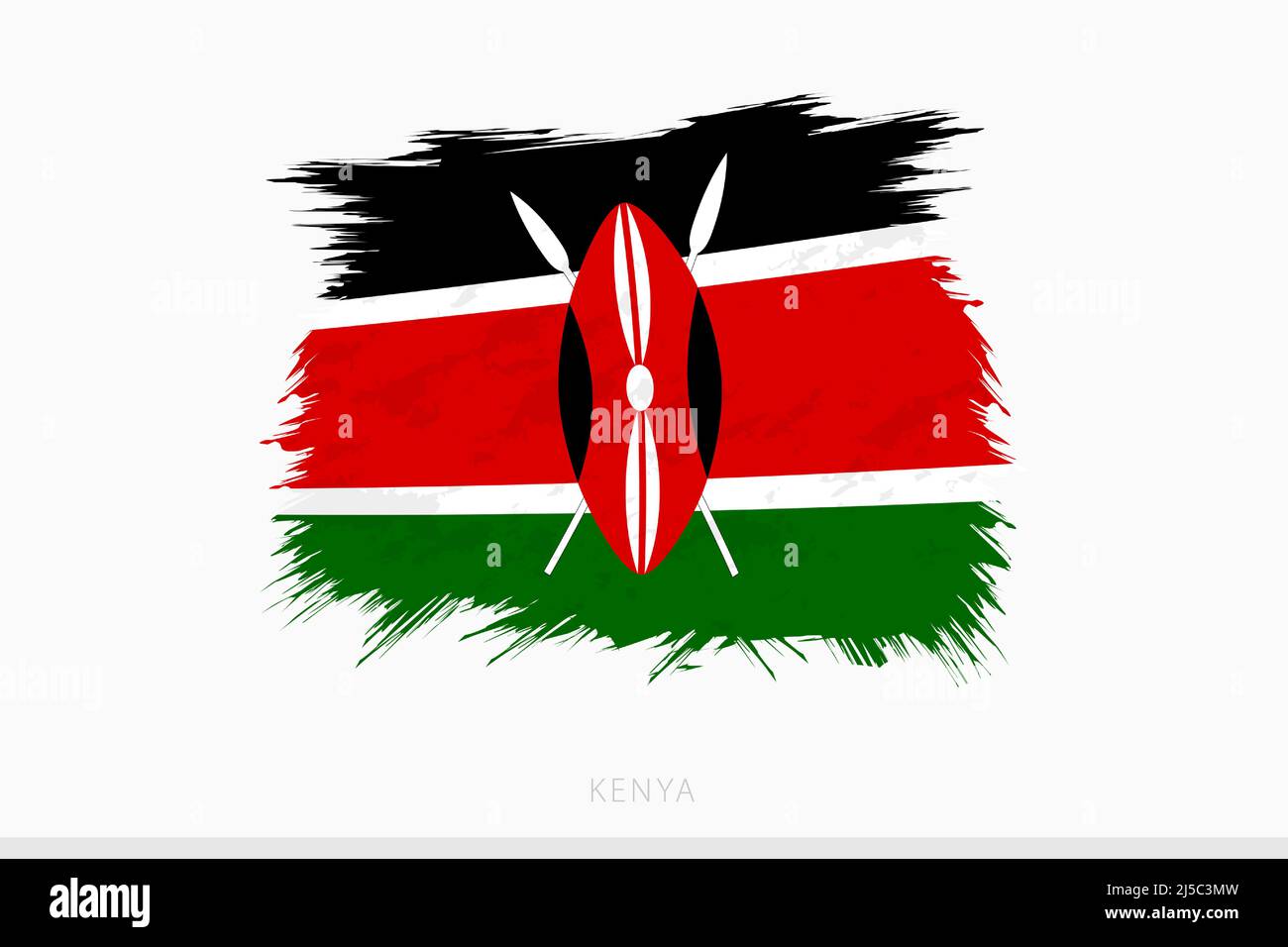 Grunge flag of Kenya, vector abstract grunge brushed flag of Kenya on gray background. Stock Vector