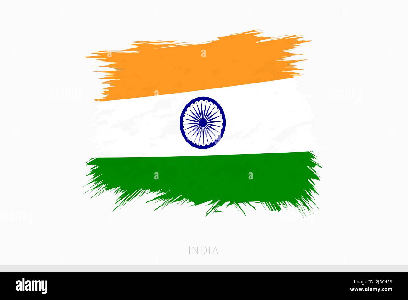 Grunge flag of India, vector abstract grunge brushed flag of India on gray background. Stock Vector