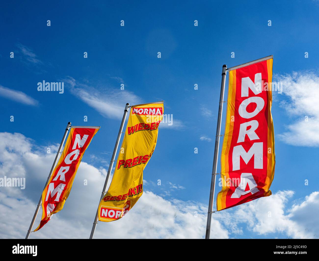 Vilshofen On The Danube, Germany. 21st Apr, 2022. Norma mall banners seen in Vilshofen on the Danube. Credit: SOPA Images Limited/Alamy Live News Stock Photo