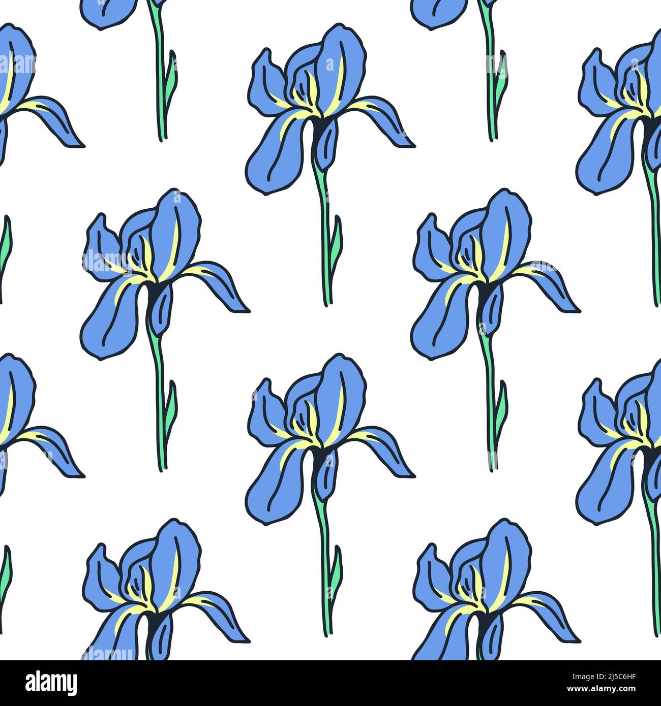 Irises seamless flower pattern vector illustration Stock Vector