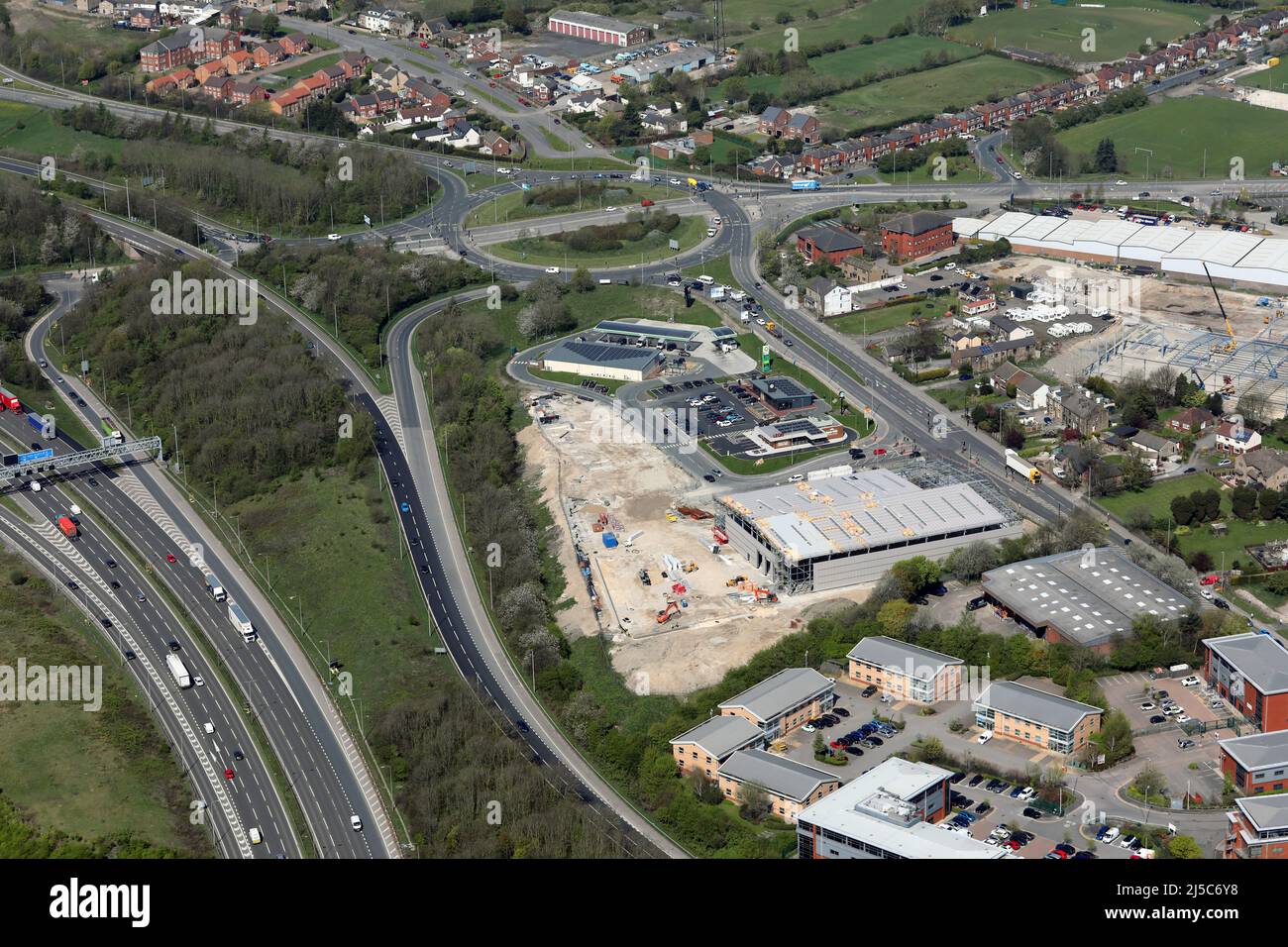 aerial view of Plantation Way development, Wakefield Road, Gildersome, Leeds Stock Photo