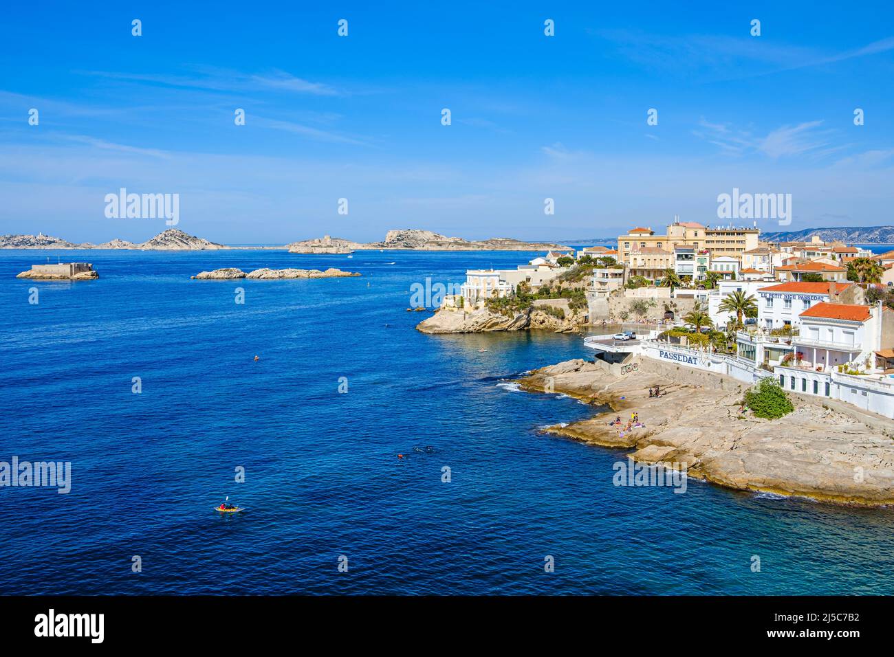 Panorama sur l'Anse de la Fausse monnaie,et les îles du Frioul Marseille Provence France Paca 13 Stock Photo