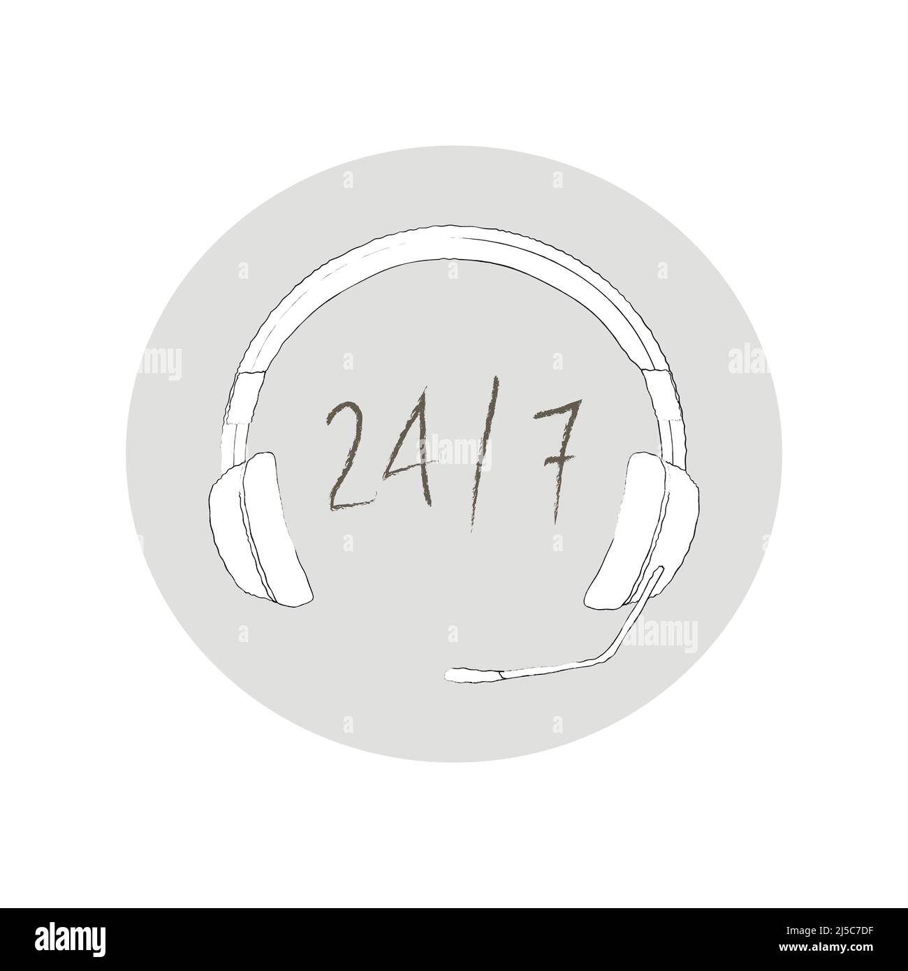 Call Center customer support 24 hours, silhouette icon . vector Stock Vector