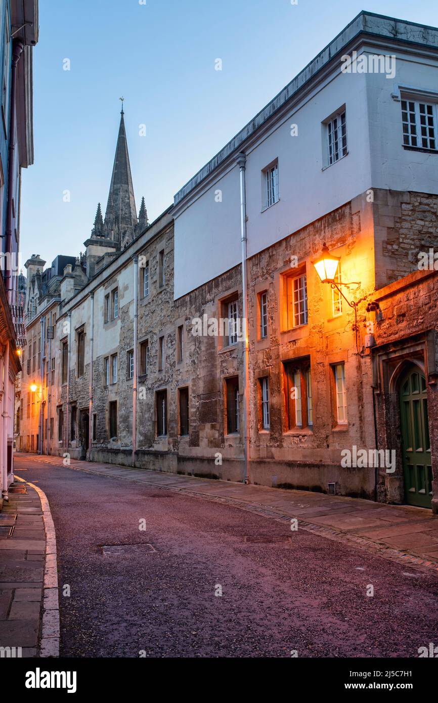 Oriel Street Before Sunrise. Oxford, Oxfordshire, England Stock Photo