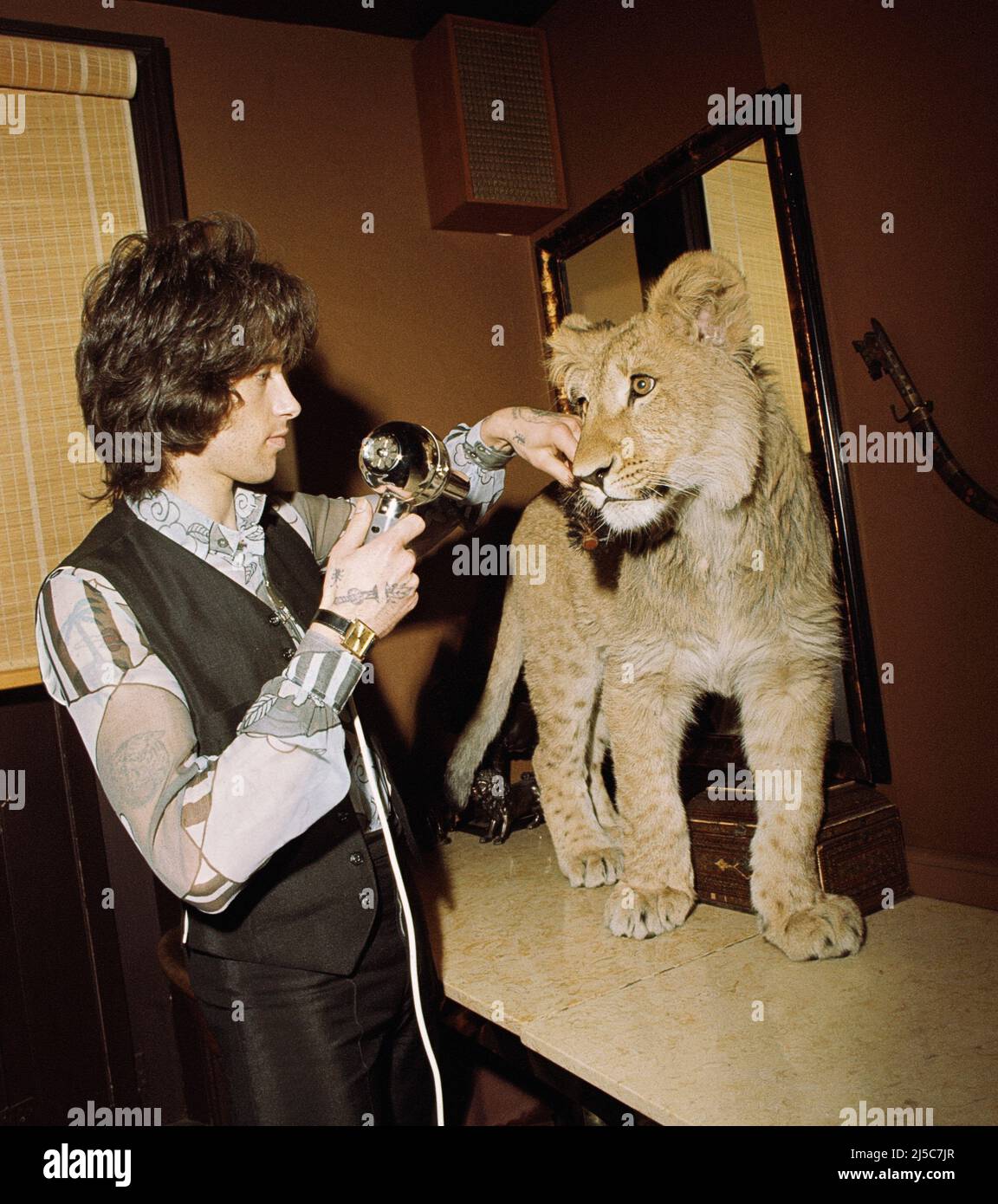 Kings Road Chelsea Hairdresser Marc Tracy giving Christian a grooming 1970 Stock Photo