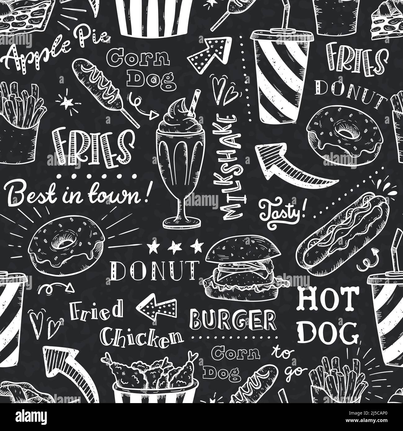 Beautiful hand drawn delicious fast food seamless pattern, tasty background,  great for textiles, wrapping, packaging, wallpapers - vector design Stock  Vector Image & Art - Alamy